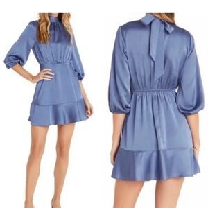 VICI CALL ME ANGEL TEXTURED SATIN DRESS - DUSTY BLUE XL